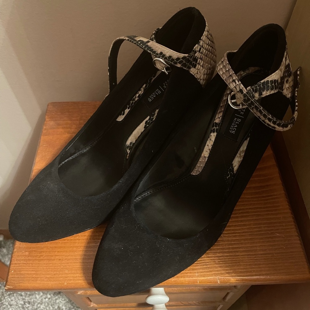 White House Black Market wedge heels with strap.